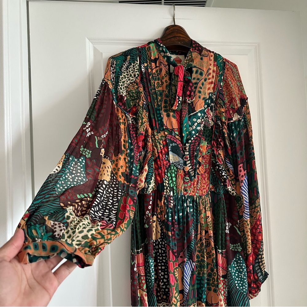 Farm Rio Fauna Mix Multicolor V Neckline Maxi Dress - Picture 3 of 11